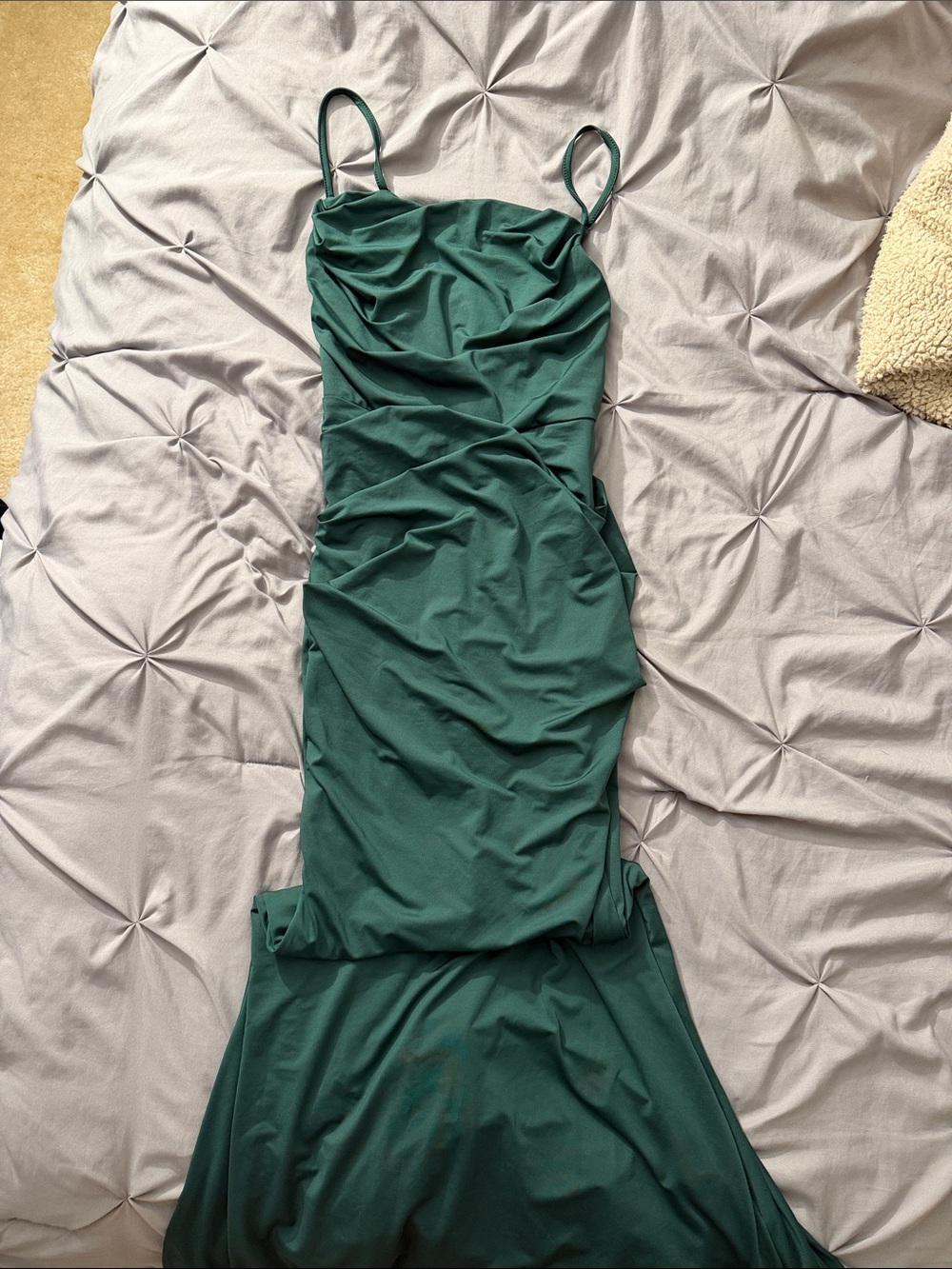 Elegant Spaghetti-Strap Maxi Dress in Deep Green - Brand